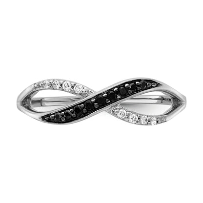 14k White Gold with Black Rhodium 1/8 carat Black and White Diamond Crisscross Ring