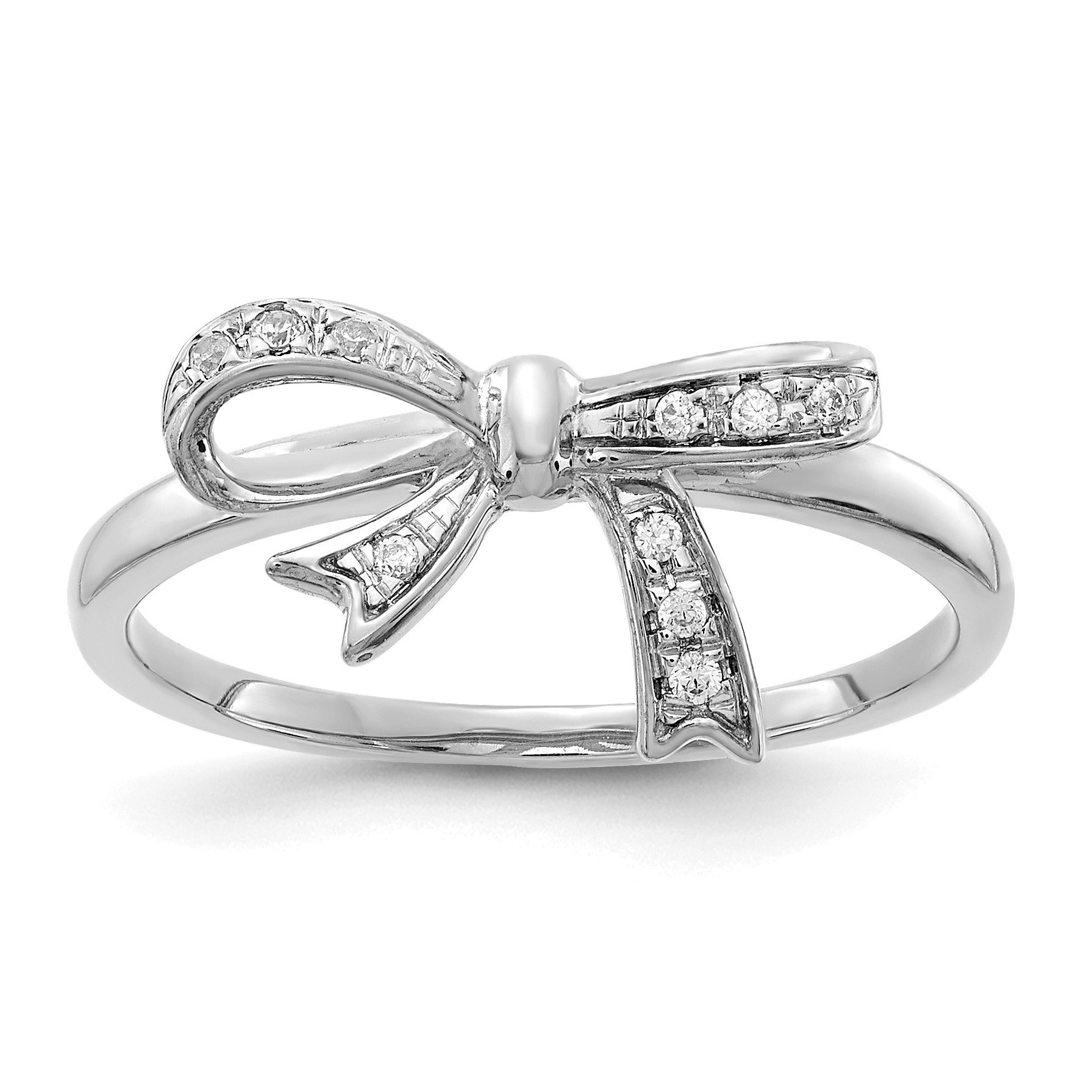 14k White Gold 1/20 carat Diamond Bow Ring