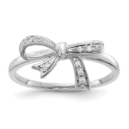 14k White Gold 1/20 carat Diamond Bow Ring