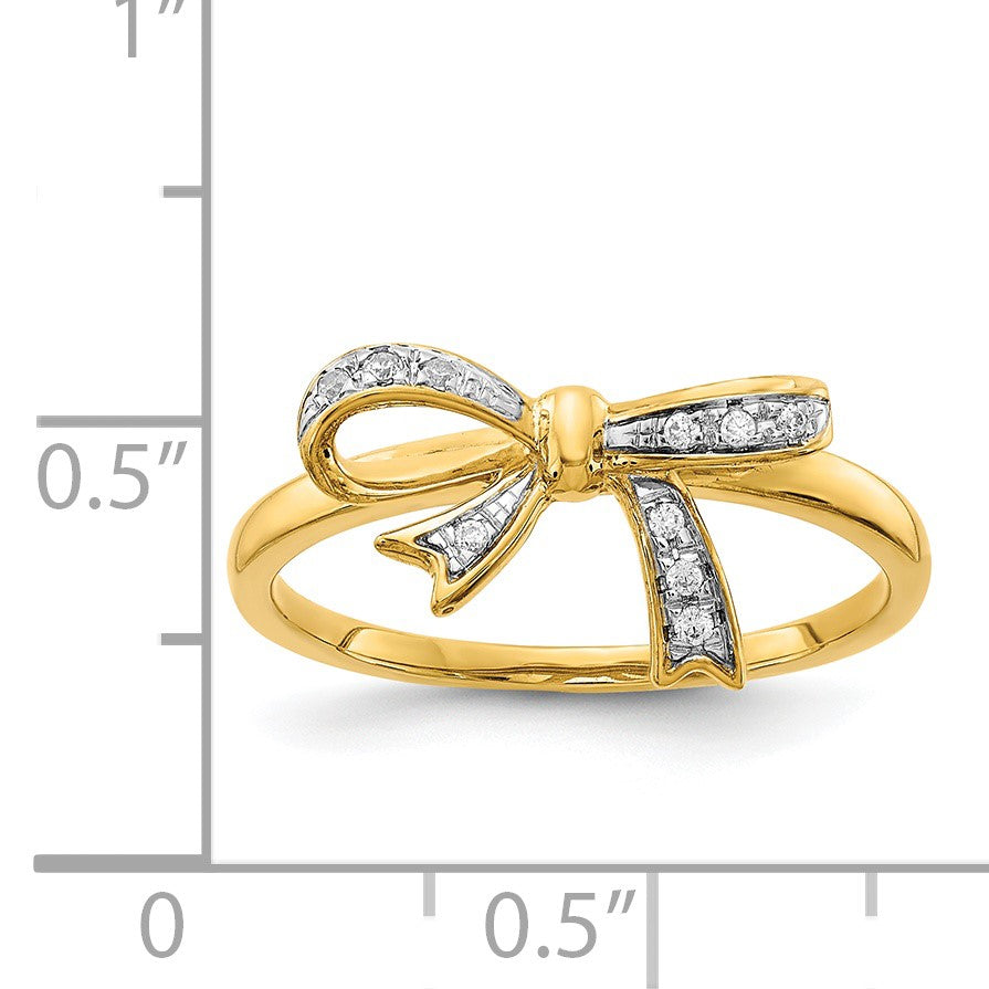 14k and White Rhodium 1/20 carat Diamond Bow Ring