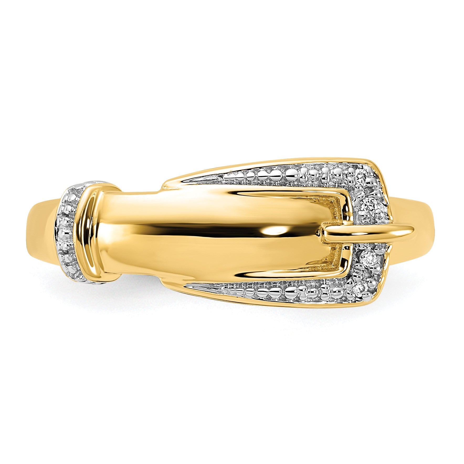 14k and White Rhodium Diamond Buckle Ring