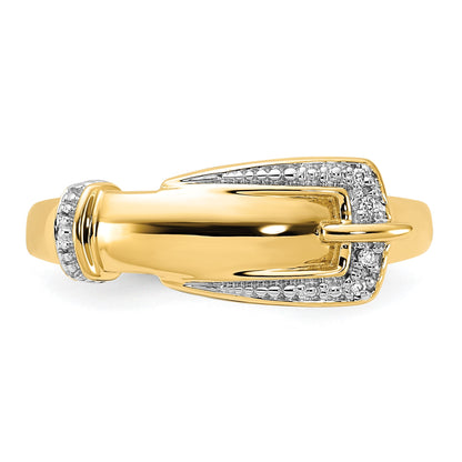 14k and White Rhodium Diamond Buckle Ring
