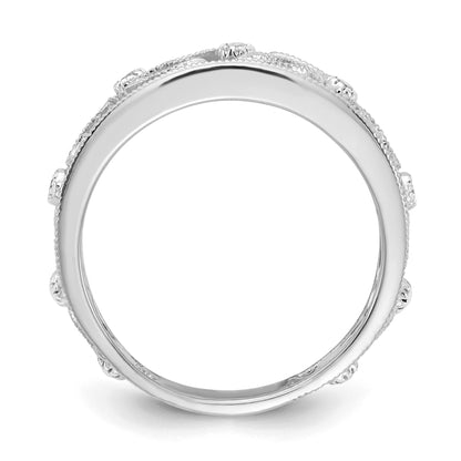 14k White Gold 6mm 1/20 carat Diamond Flower Vine Design Band