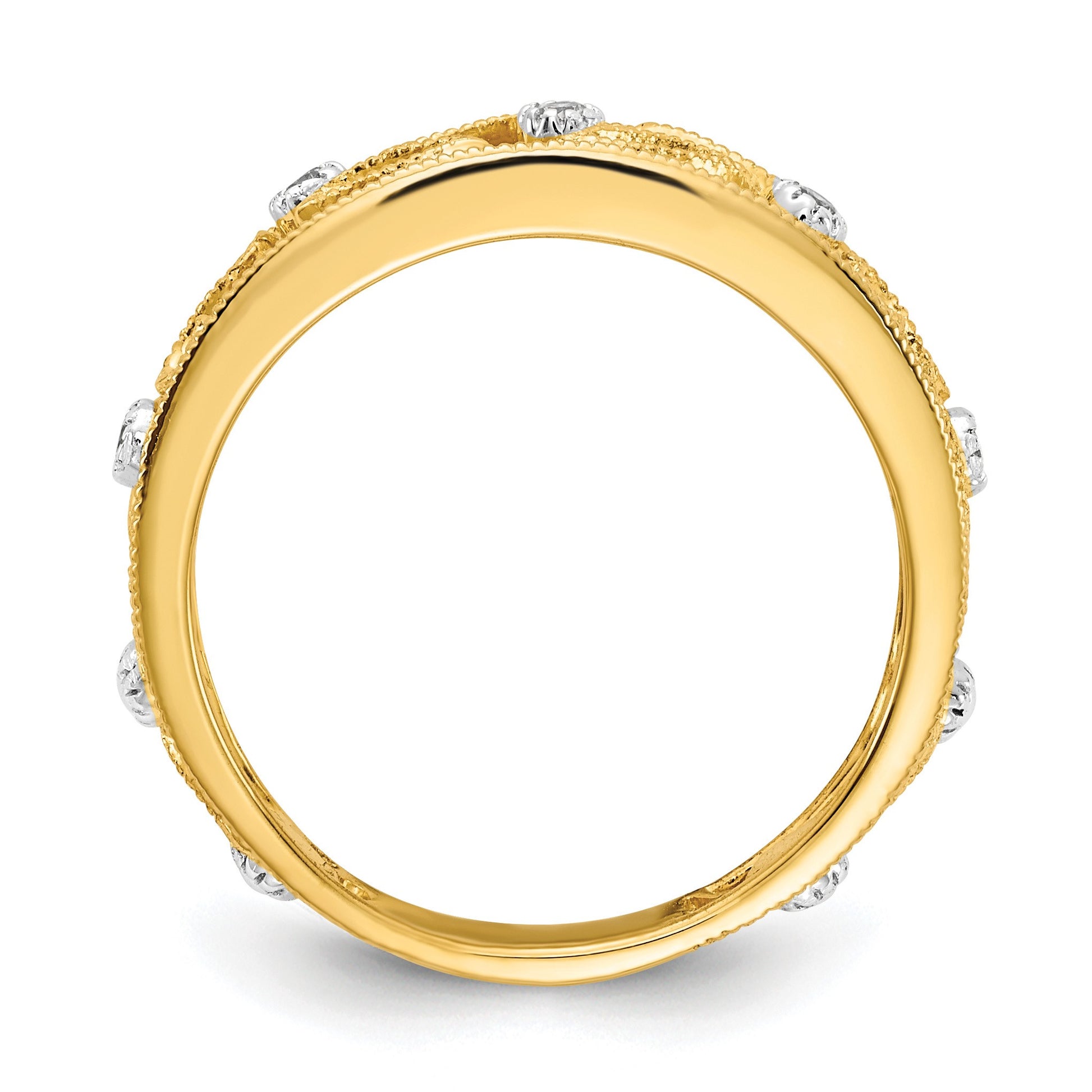 14k 6mm 1/20 carat Diamond Flower Vine Design Band