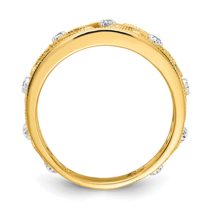 14k 6mm 1/20 carat Diamond Flower Vine Design Band