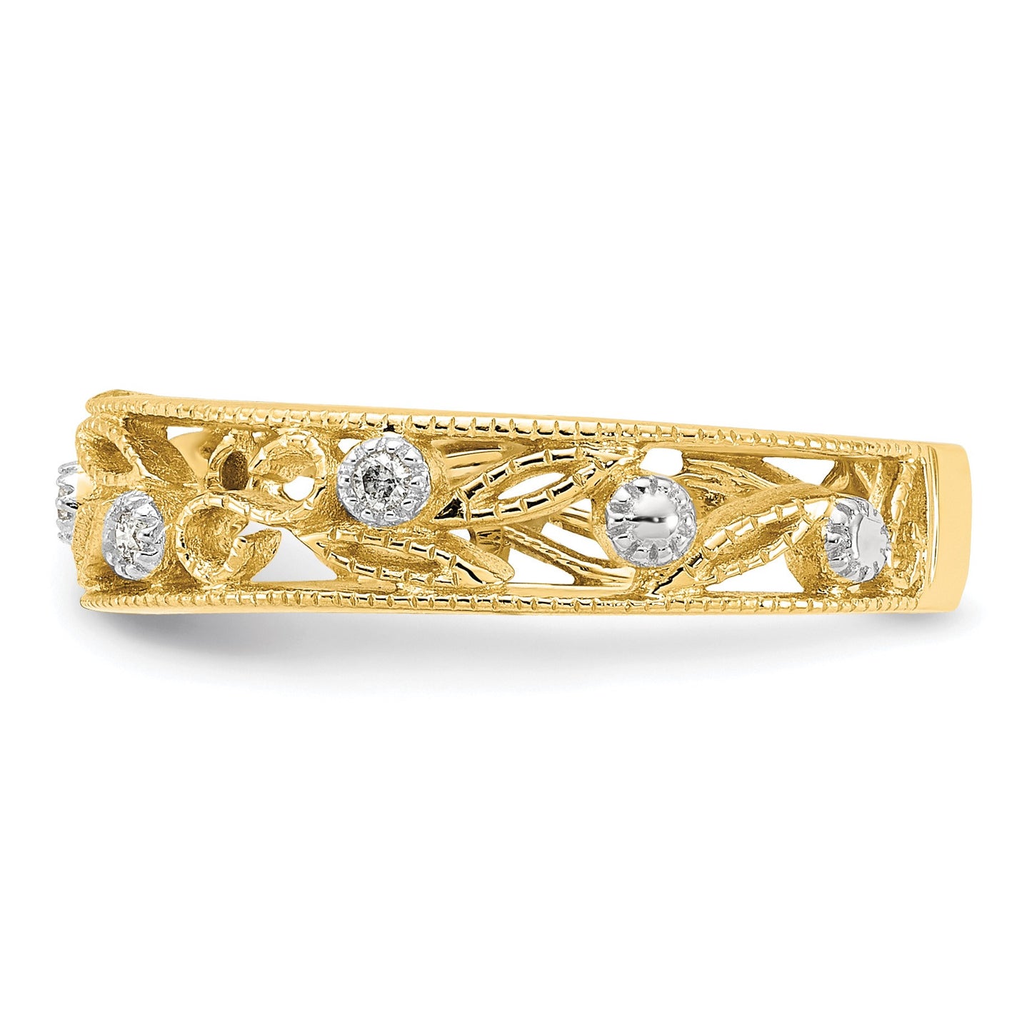 14k 6mm 1/20 carat Diamond Flower Vine Design Band