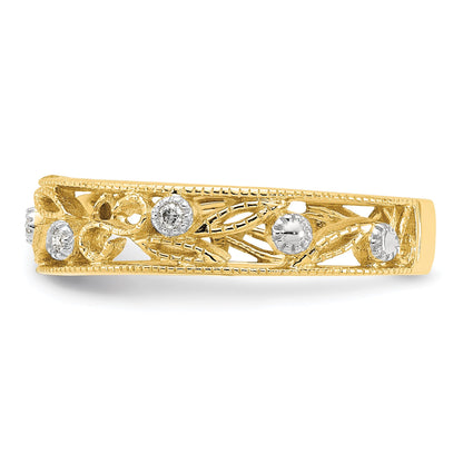 14k 6mm 1/20 carat Diamond Flower Vine Design Band