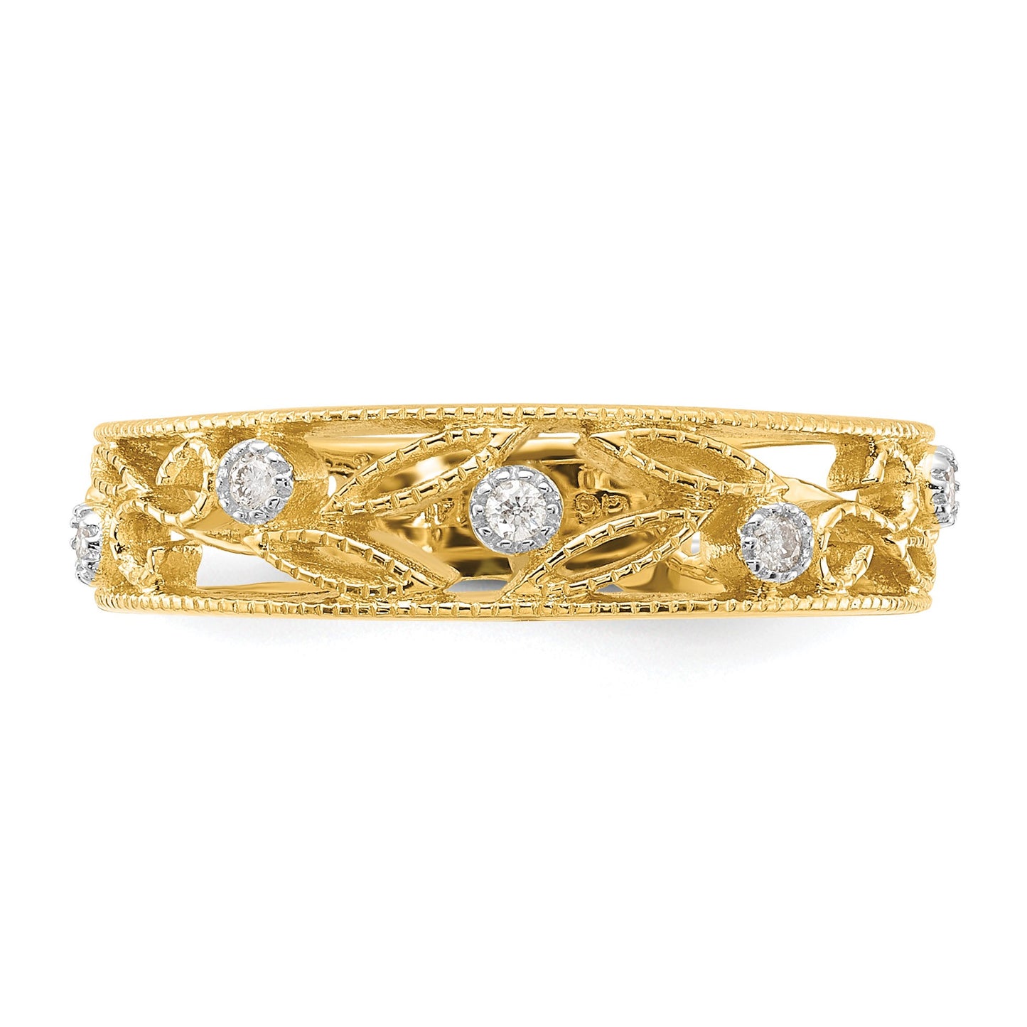 14k 6mm 1/20 carat Diamond Flower Vine Design Band