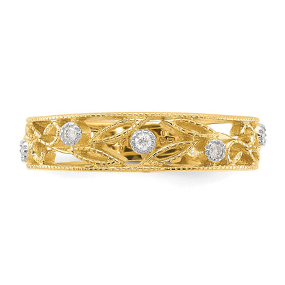 14k 6mm 1/20 carat Diamond Flower Vine Design Band