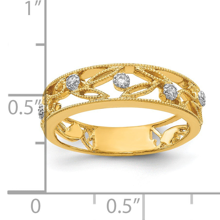 14k 6mm 1/20 carat Diamond Flower Vine Design Band