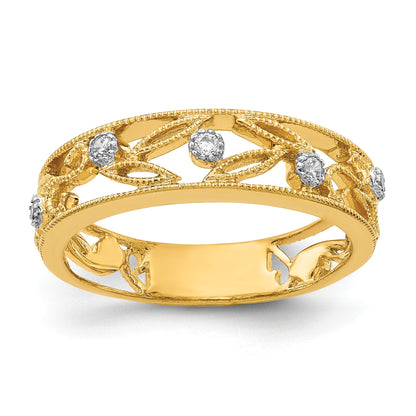 14k 6mm 1/20 carat Diamond Flower Vine Design Band