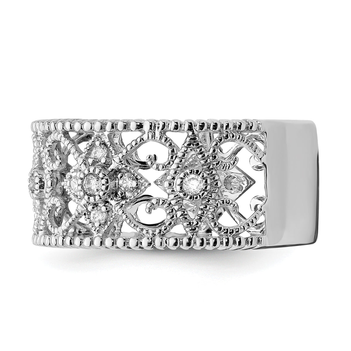 14k White Gold 1/4 carat Diamond Vintage Band