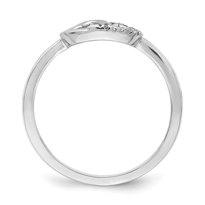 14k White Gold 1/20 carat Diamond Double Heart Ring