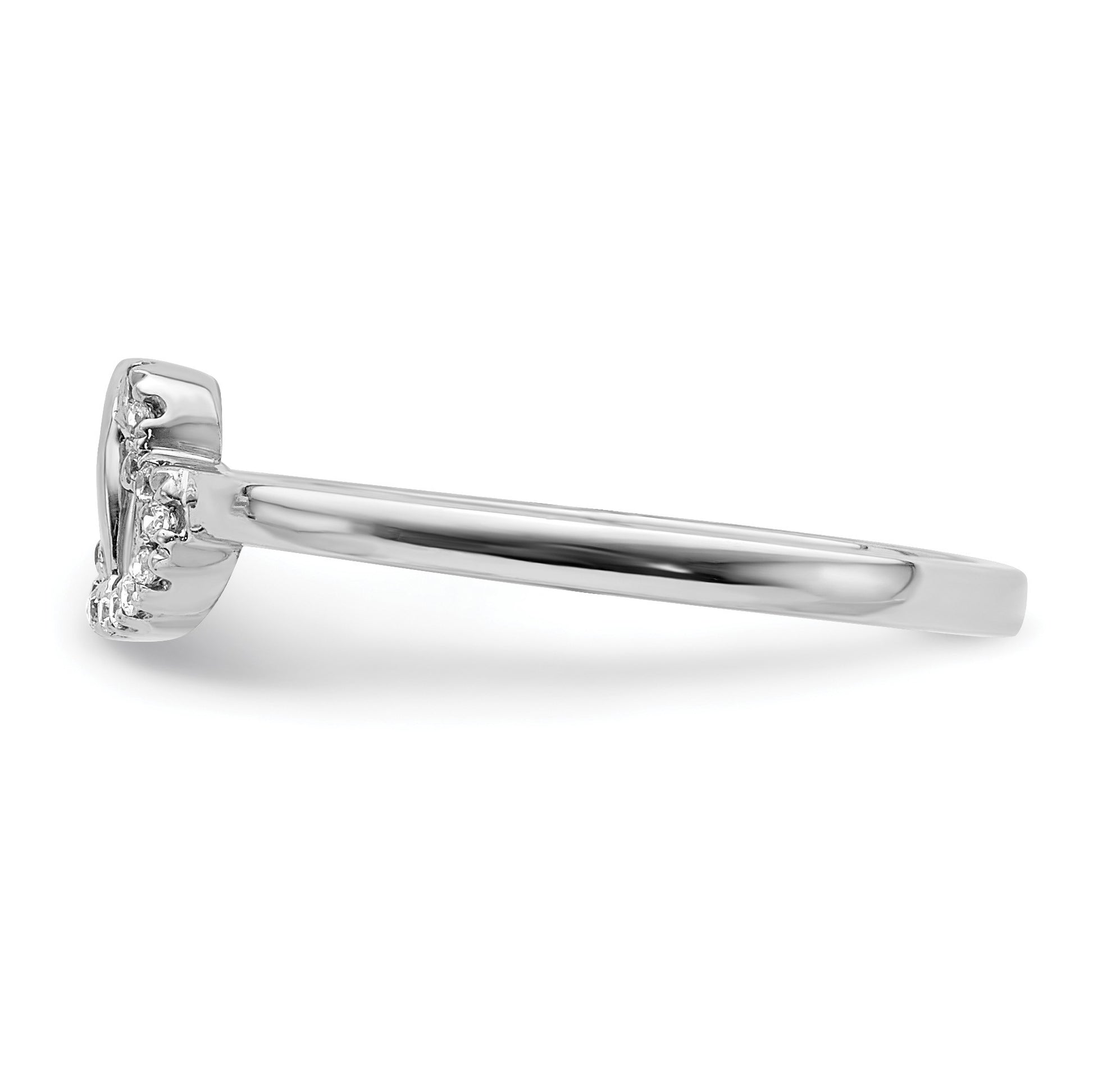 14k White Gold 1/20 carat Diamond Double Heart Ring