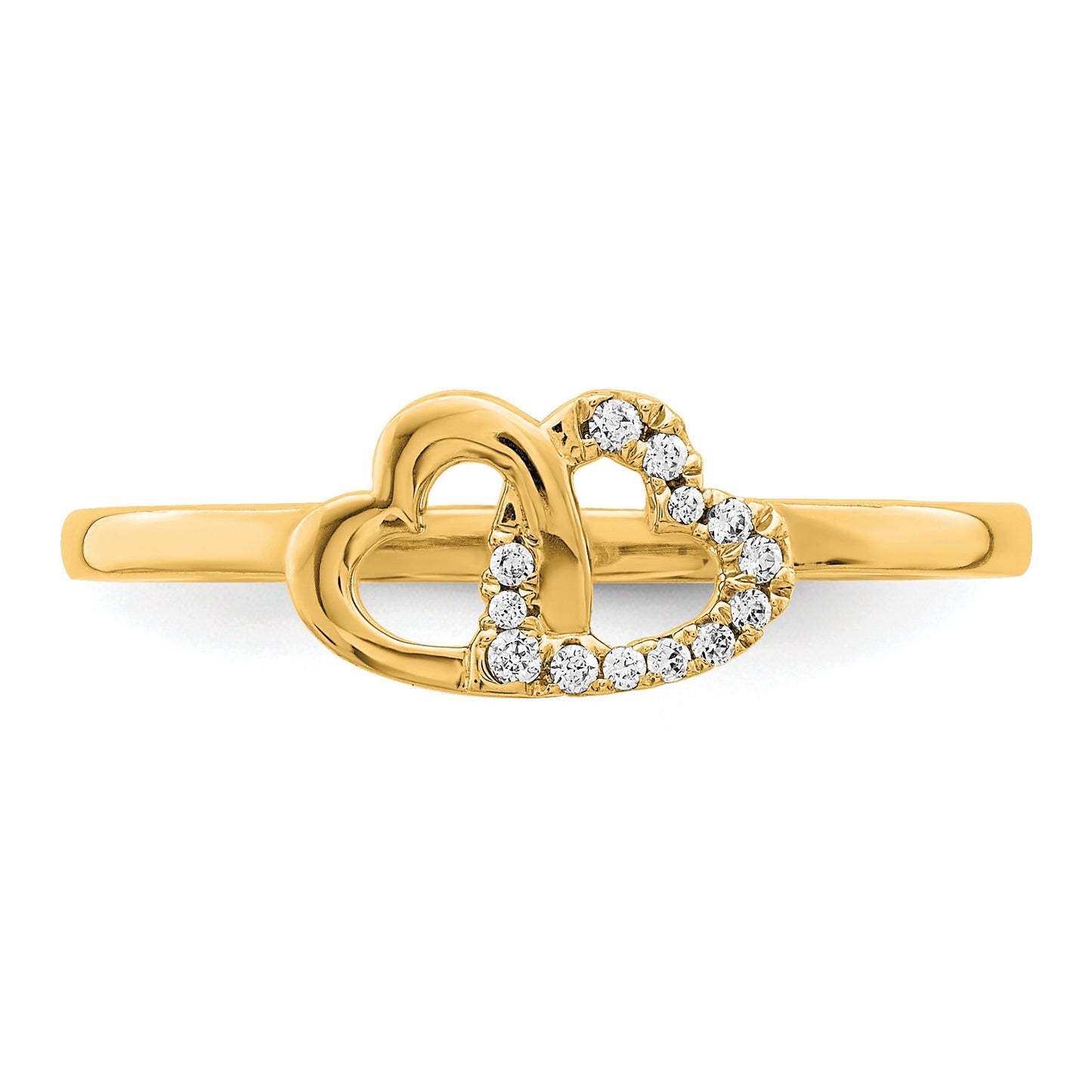 14k 1/20 carat Diamond Double Heart Ring