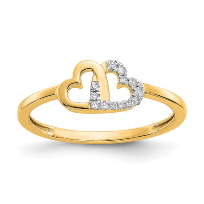 14k 1/20 carat Diamond Double Heart Ring