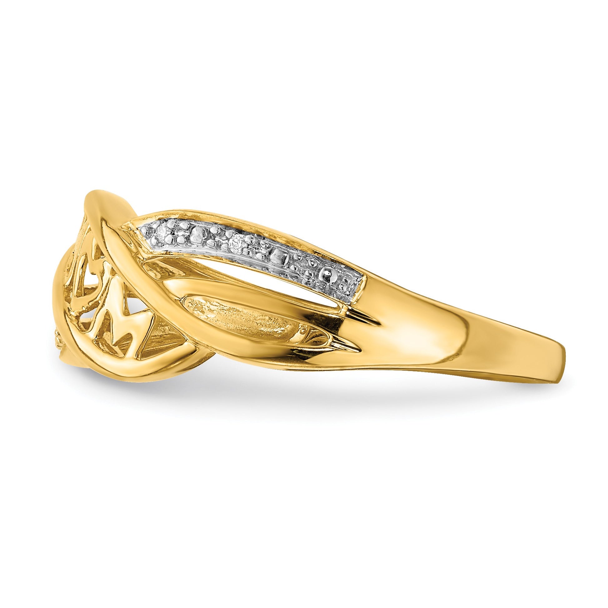 14k and White Rhodium Diamond MOM Ring
