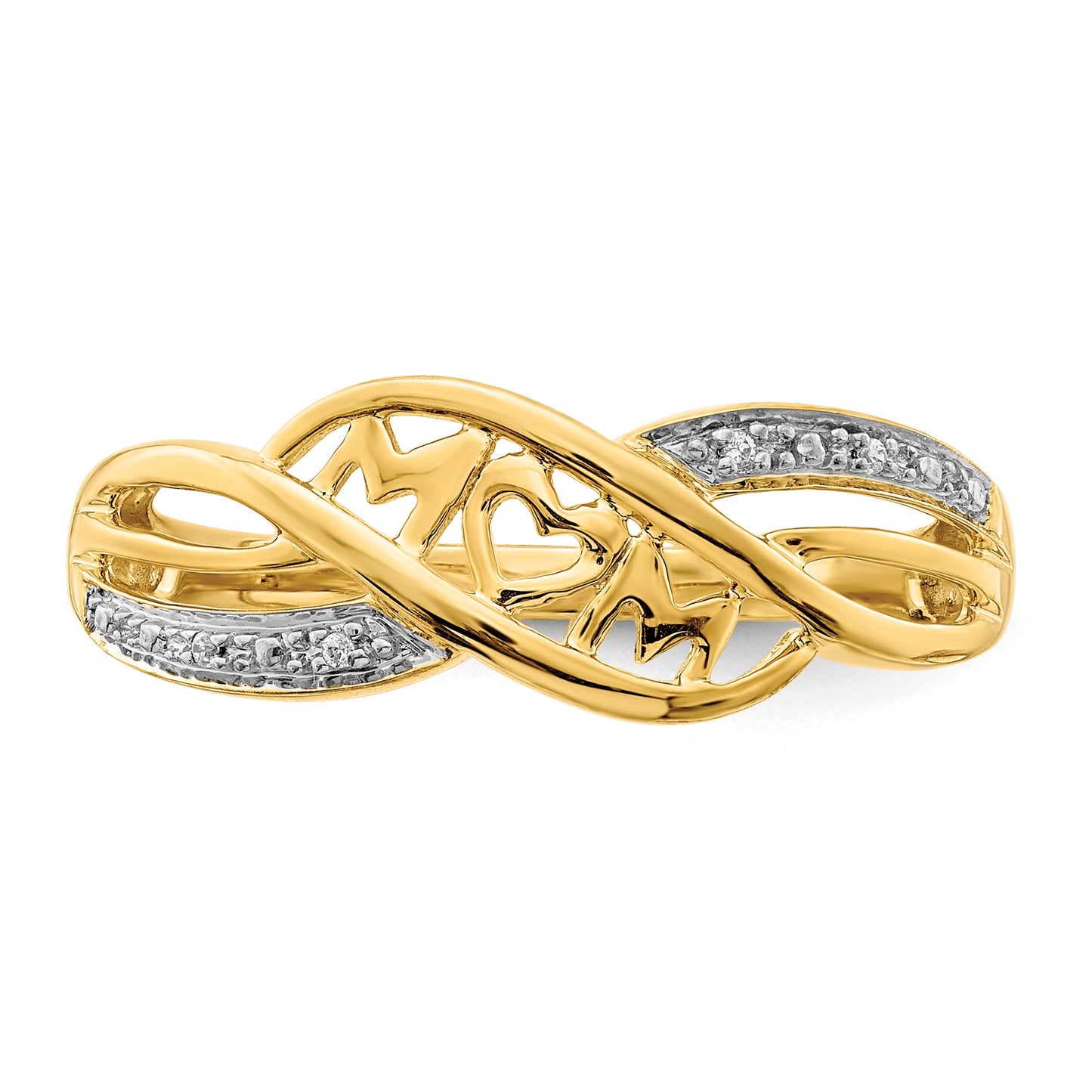 14k and White Rhodium Diamond MOM Ring