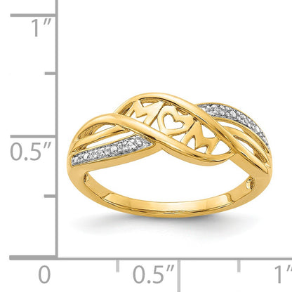 14k and White Rhodium Diamond MOM Ring