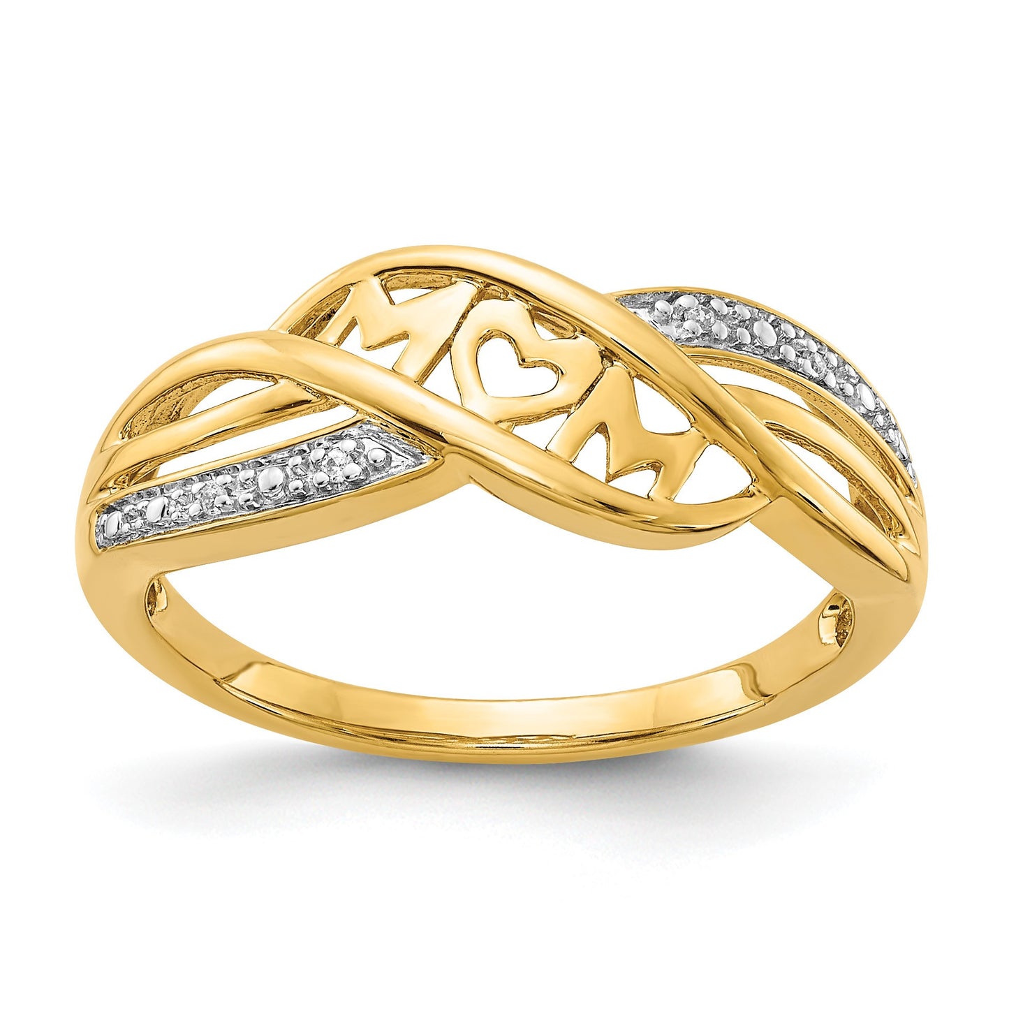 14k and White Rhodium Diamond MOM Ring