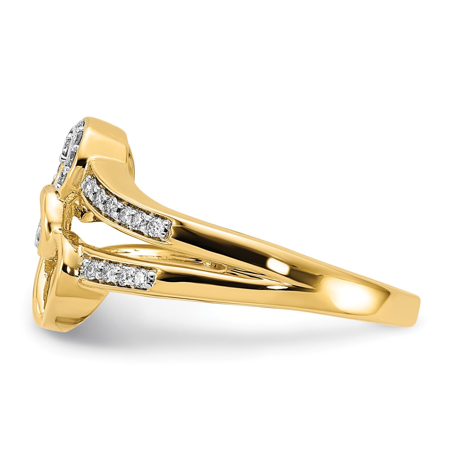 14k 1/10 carat Diamond Two Intertwined Hearts Ring