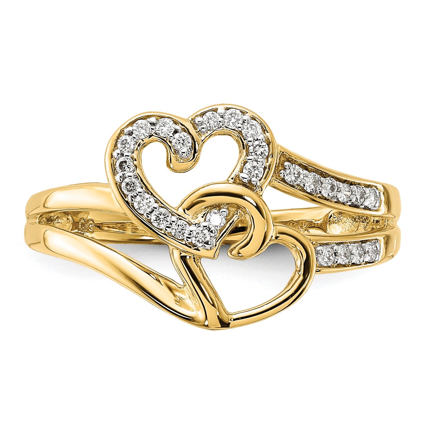 14k 1/10 carat Diamond Two Intertwined Hearts Ring