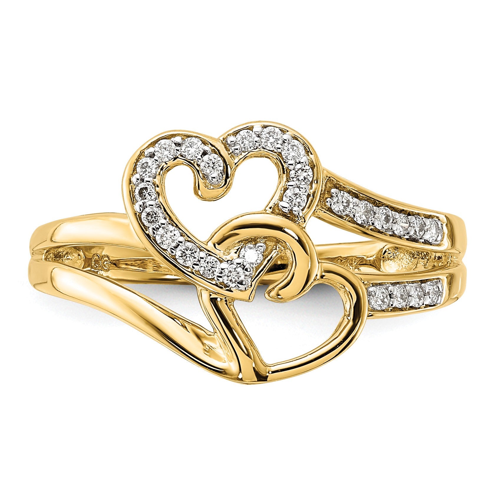 14k 1/10 carat Diamond Two Intertwined Hearts Ring