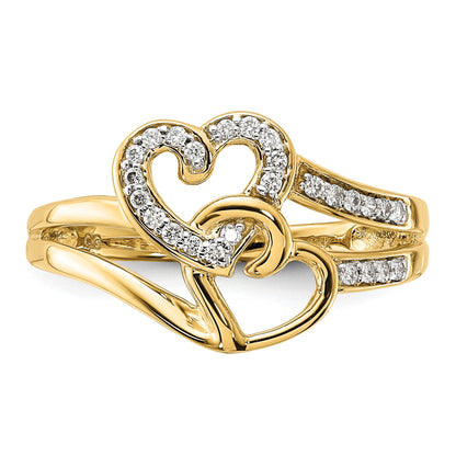 14k 1/10 carat Diamond Two Intertwined Hearts Ring