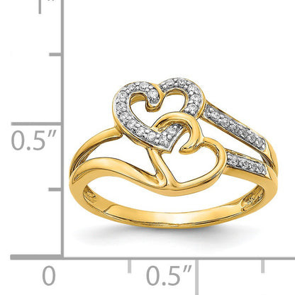 14k 1/10 carat Diamond Two Intertwined Hearts Ring