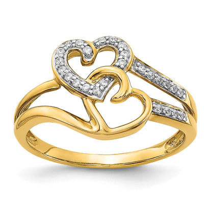 14k 1/10 carat Diamond Two Intertwined Hearts Ring