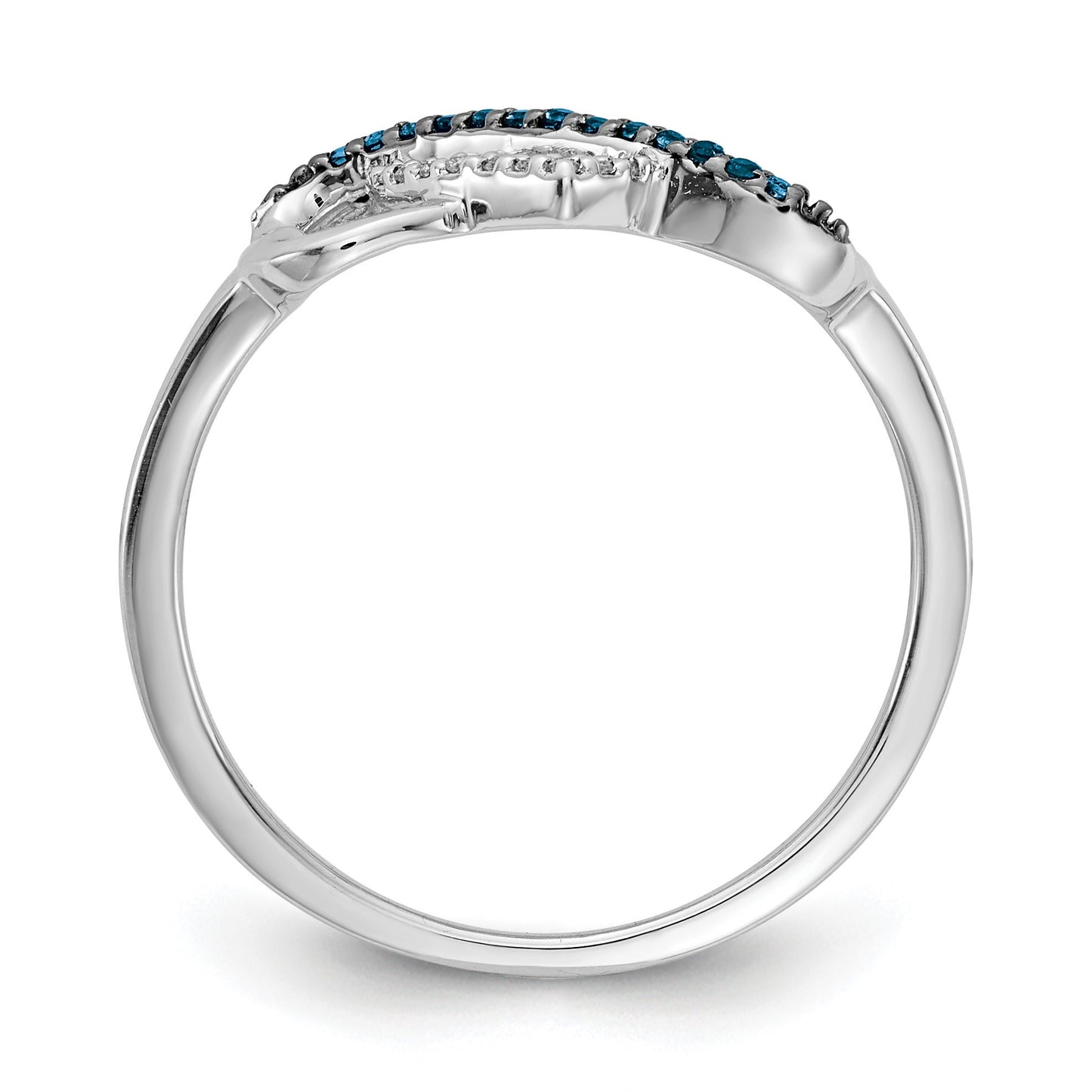 14k White Gold 1/10 carat Blue and White Diamond Infinity and Heart Ring