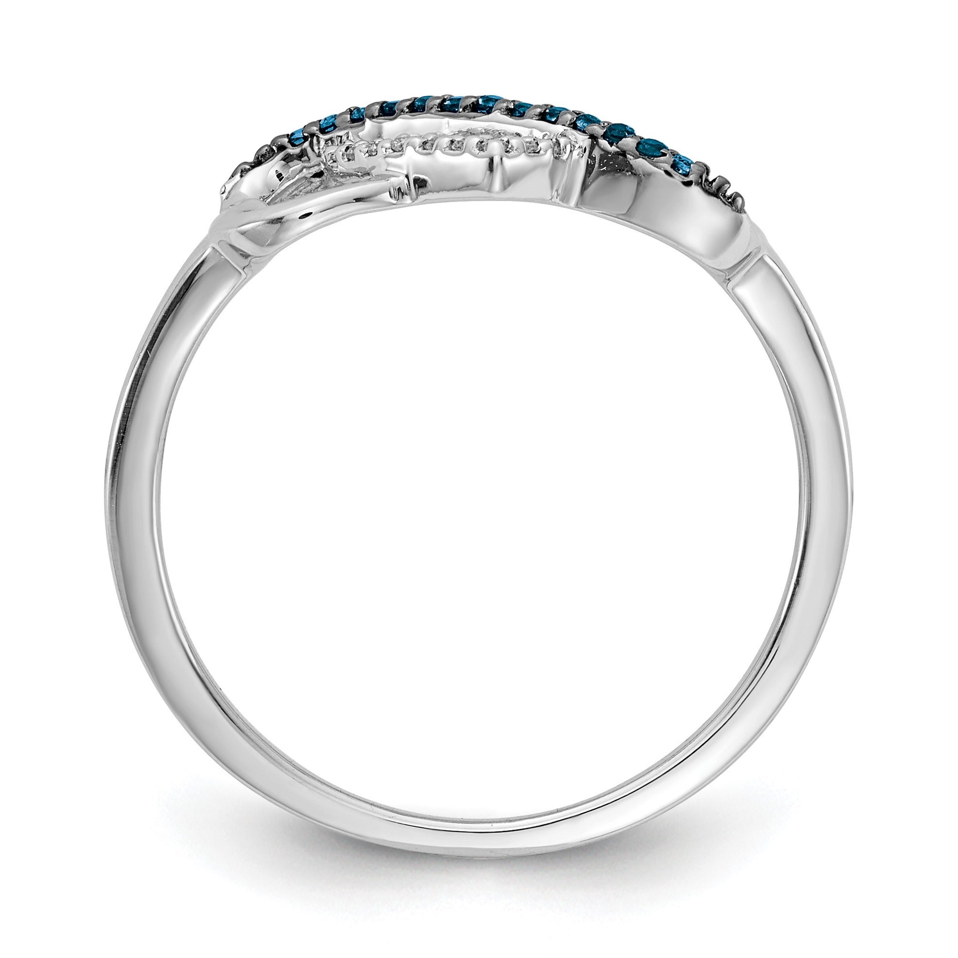 14k White Gold 1/10 carat Blue and White Diamond Infinity and Heart Ring
