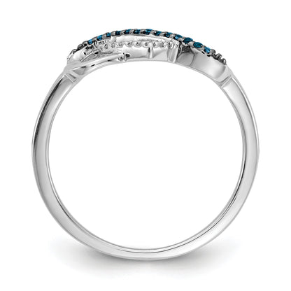 14k White Gold 1/10 carat Blue and White Diamond Infinity and Heart Ring