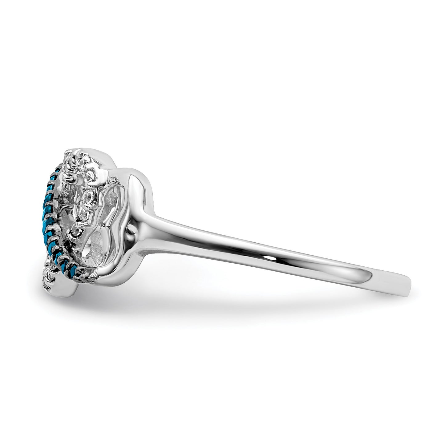 14k White Gold 1/10 carat Blue and White Diamond Infinity and Heart Ring
