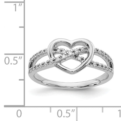 14k White Gold 1/8 carat Diamond Heart Ring