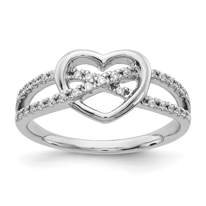 14k White Gold 1/8 carat Diamond Heart Ring
