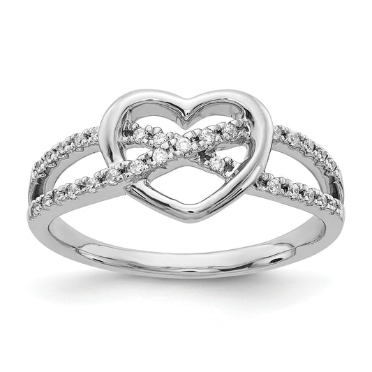 14k White Gold 1/8 carat Diamond Heart Ring