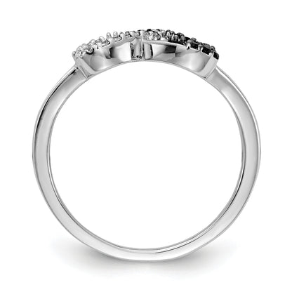14k White Gold 1/6 carat Black and White Diamond Infinity Heart Ring