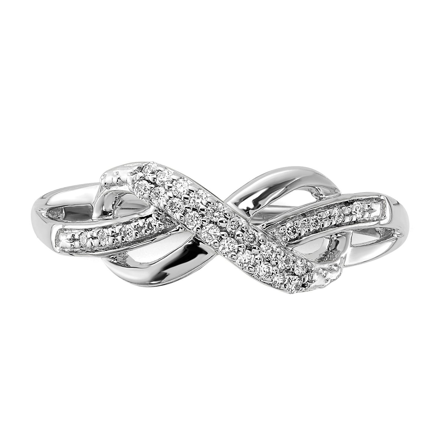 14k White Gold 1/10 carat Diamond Infinity Symbol Ring
