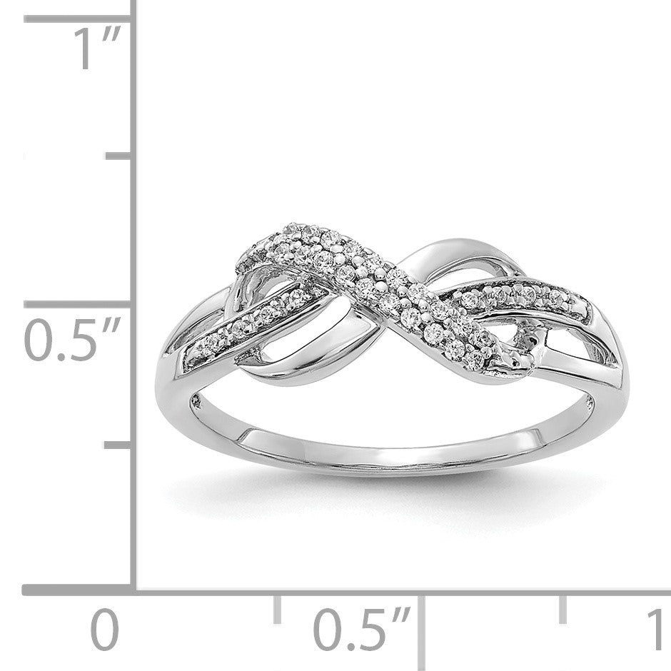 14k White Gold 1/10 carat Diamond Infinity Symbol Ring