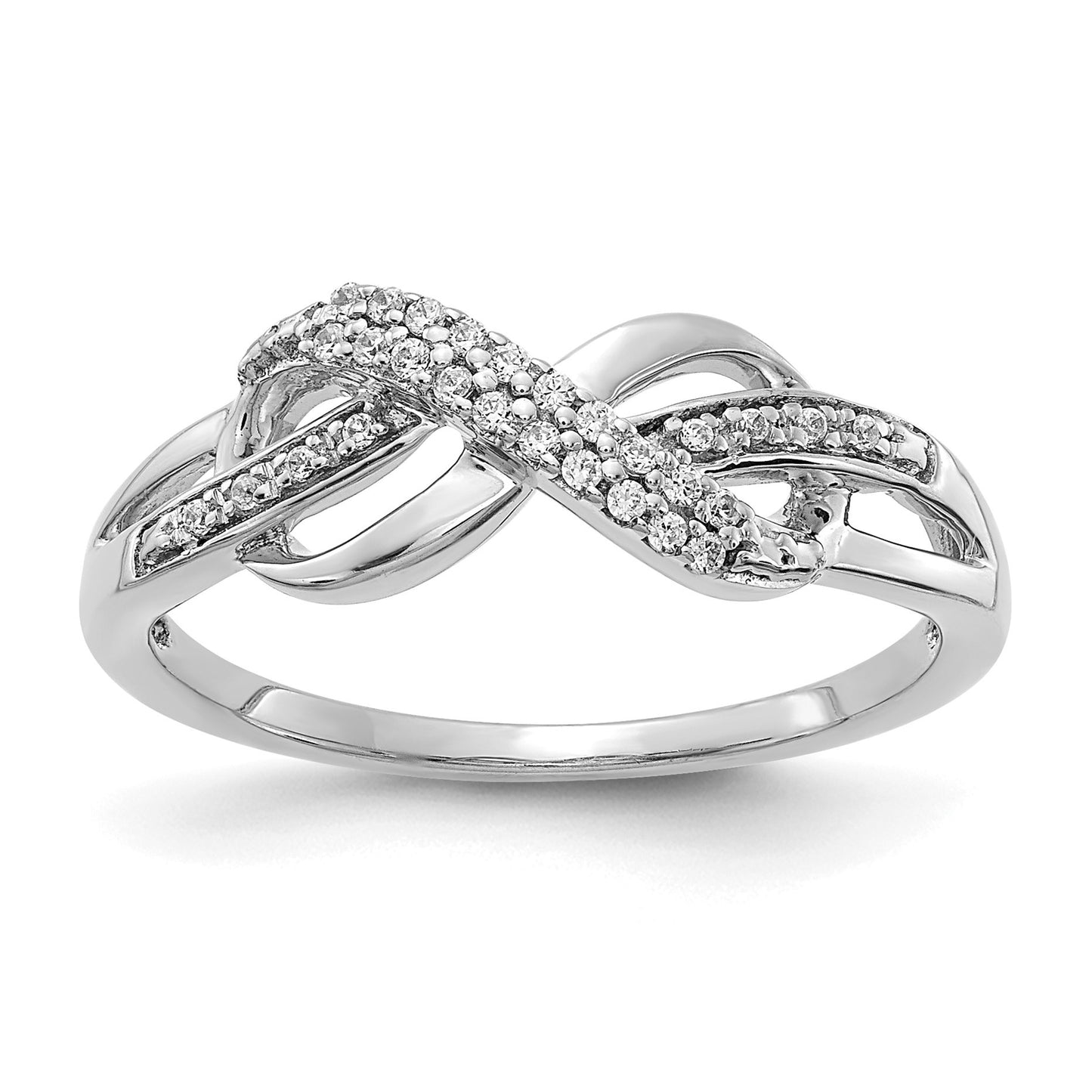 14k White Gold 1/10 carat Diamond Infinity Symbol Ring