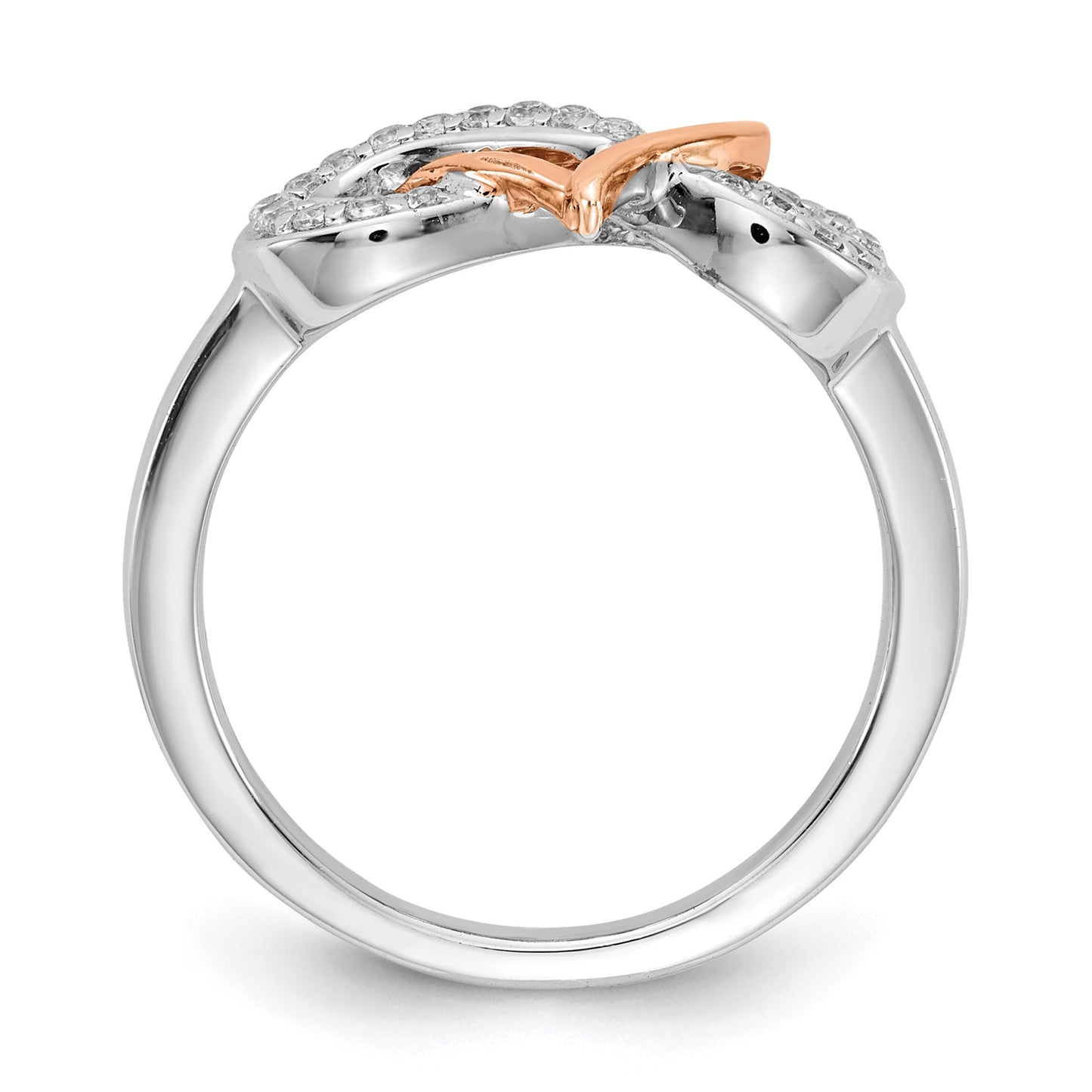 14k Two-tone 1/6 carat Diamond Heart Infinity Symbol Ring