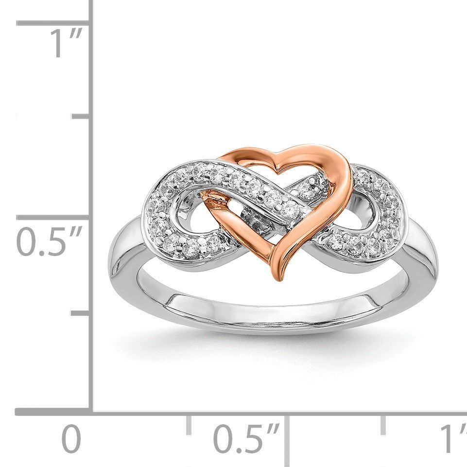 14k Two-tone 1/6 carat Diamond Heart Infinity Symbol Ring