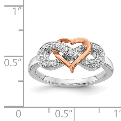 14k Two-tone 1/6 carat Diamond Heart Infinity Symbol Ring