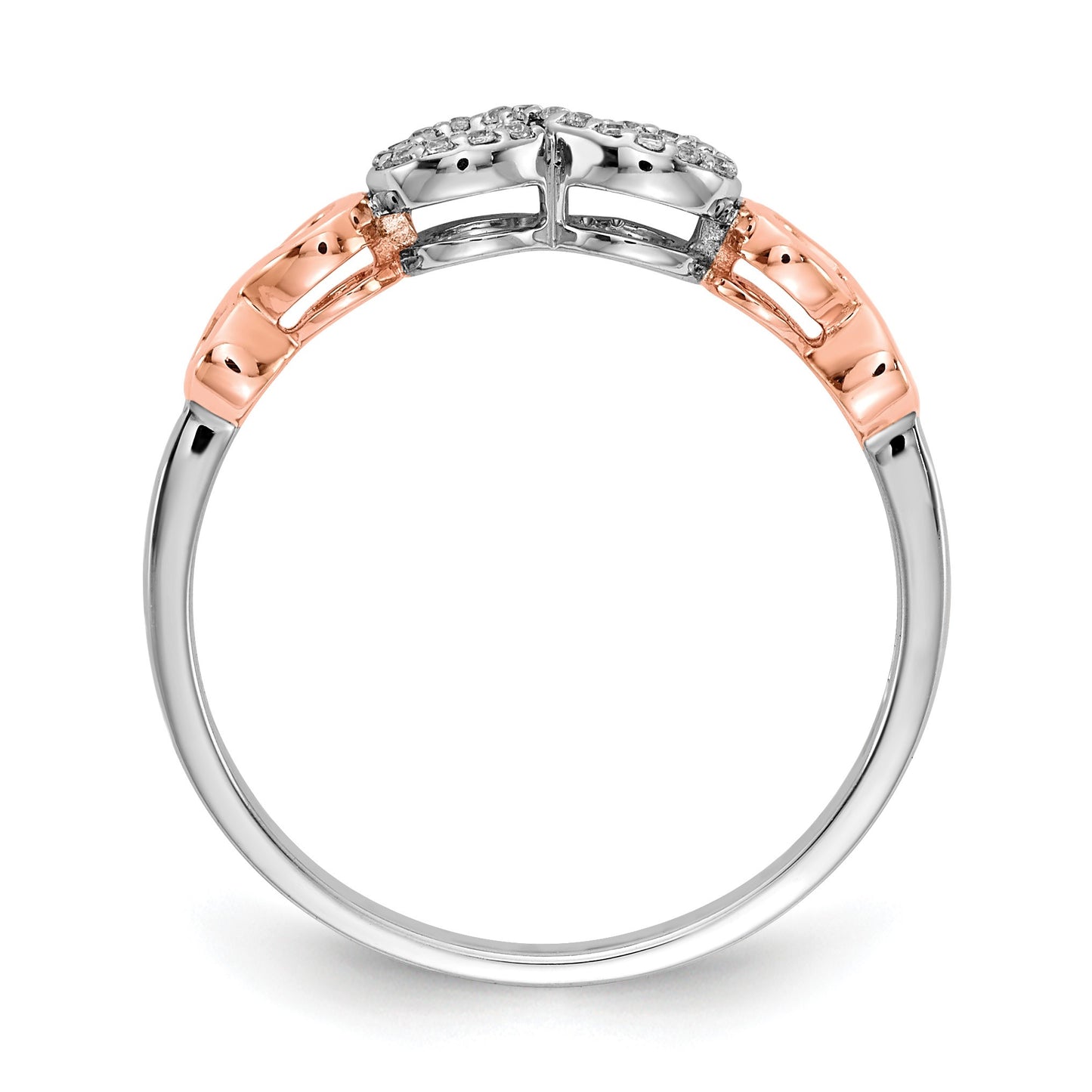 14k Rose Gold with White Rhodium 1/20 carat Diamond Infinity Ring