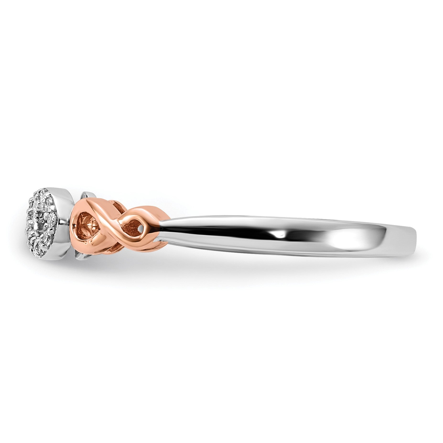 14k Rose Gold with White Rhodium 1/20 carat Diamond Infinity Ring