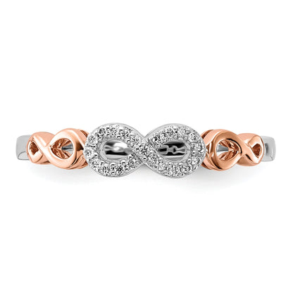 14k Rose Gold with White Rhodium 1/20 carat Diamond Infinity Ring