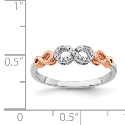 14k Rose Gold with White Rhodium 1/20 carat Diamond Infinity Ring