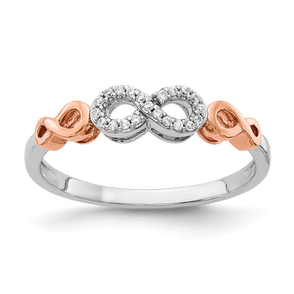 14k Rose Gold with White Rhodium 1/20 carat Diamond Infinity Ring