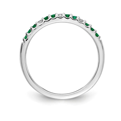 14k White Gold 1/20 carat Diamond and Emerald Band